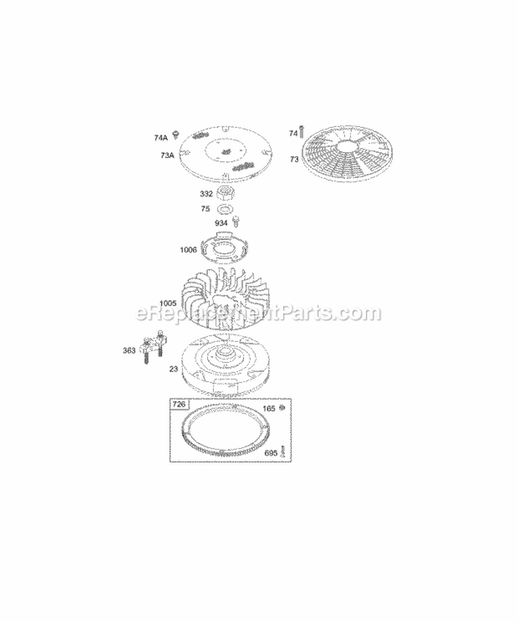 Flywheel Diagram and Parts List for  Briggs and Stratton Engine